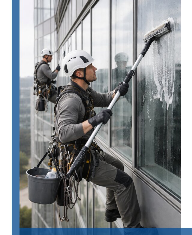 Высотная мойка сплошного остекления с выездом в Мытищах