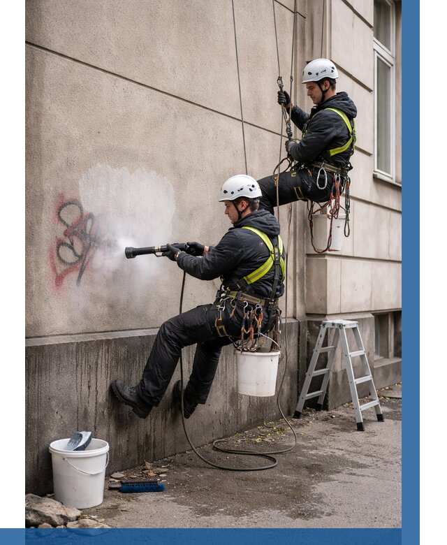 Удаление граффити с фасада в Мытищах от 4570 р. | ВЫСОТНИК-Мтщ