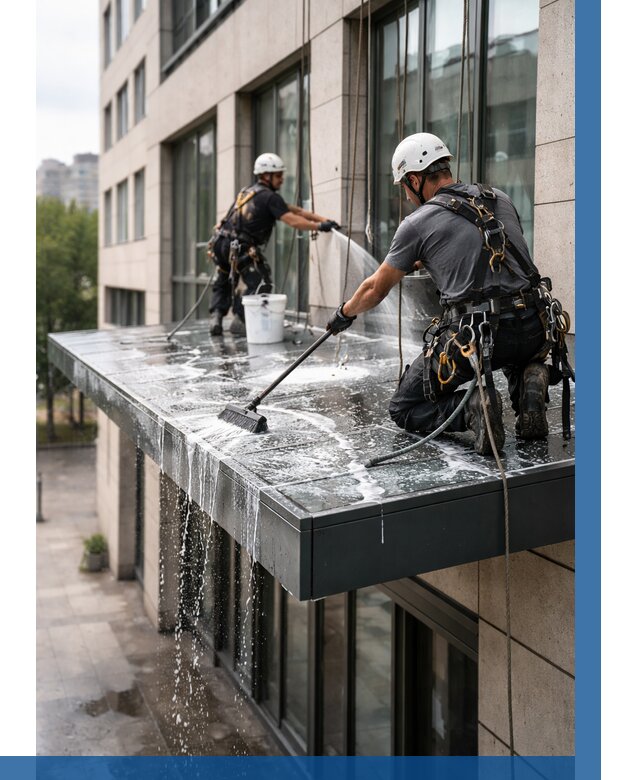 Мойка козырьков и навесов в Мытищах от 3554 р. | ВЫСОТНИК-Мтщ