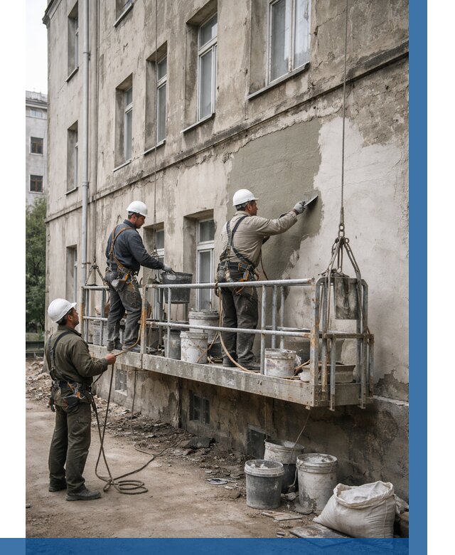 Капитальный ремонт фасада в Мытищах от 4265 р. | ВЫСОТНИК-Мтщ