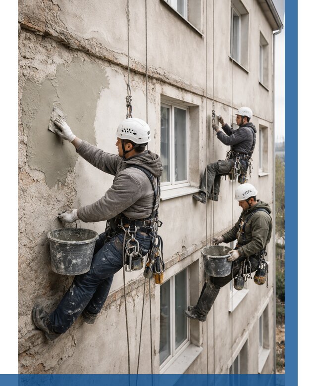 Ремонт штукатурного фасада в Мытищах от 762 р. под ключ | ВЫСОТНИК-Мтщ