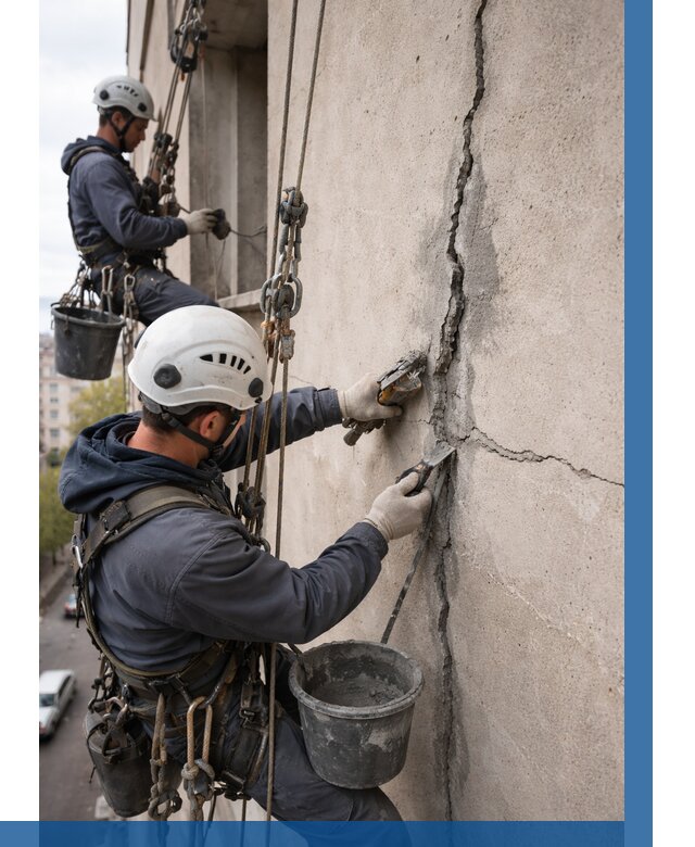 Заделка трещин на фасаде в Мытищах от 914 р. | ВЫСОТНИК-Мтщ