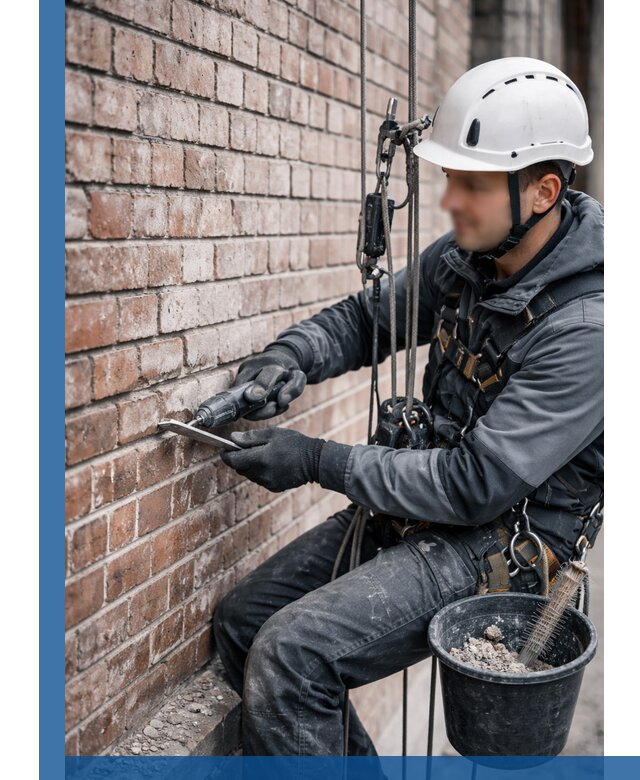 Расшивка кирпичных швов фасадов и стен, ремонт в Мытищах