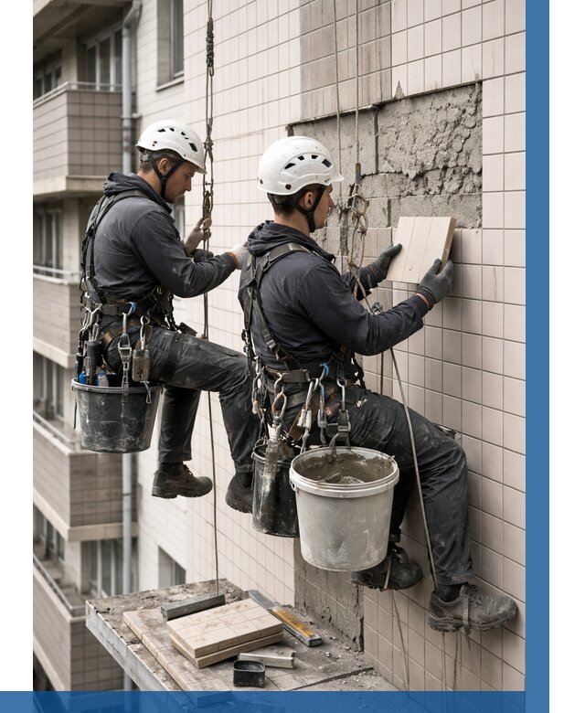 Ремонт облицовки фасада плиткой в Мытищах от 1828 р. | ВЫСОТНИК-Мтщ