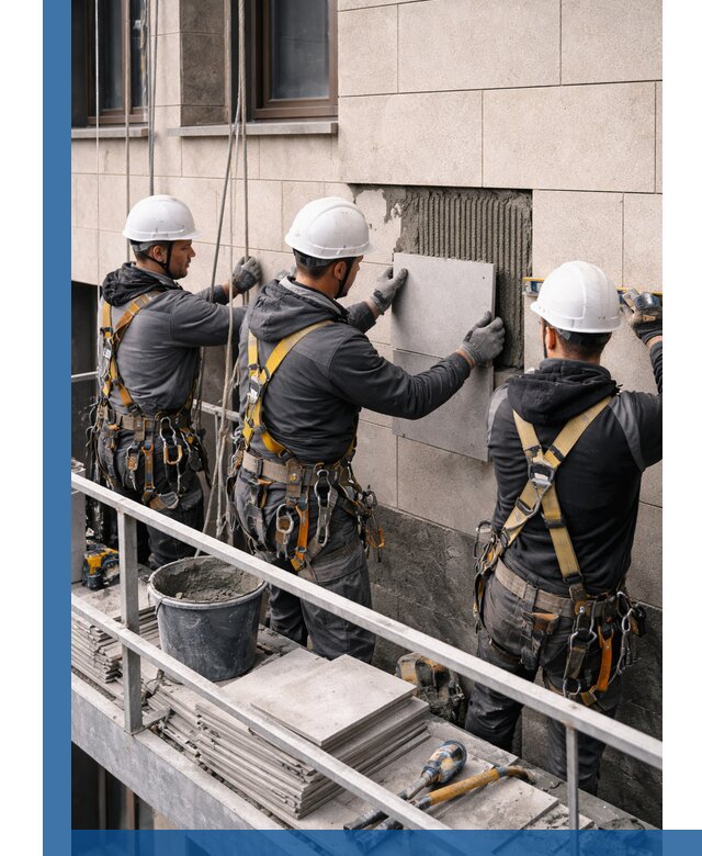 Ремонт облицовки фасада плиткой в Мытищах с гарантией