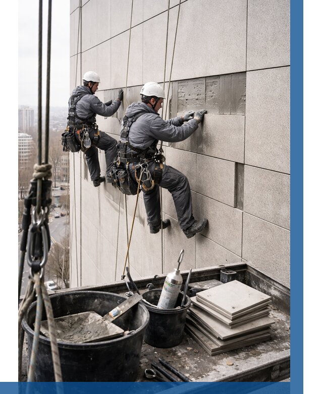 Ремонт фасада из керамогранита в Мытищах от 2539 р. | ВЫСОТНИК-Мтщ