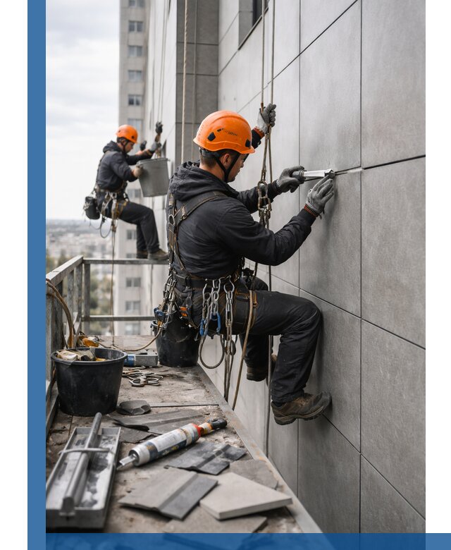 Профессиональный ремонт фасада из керамогранита в Мытищах