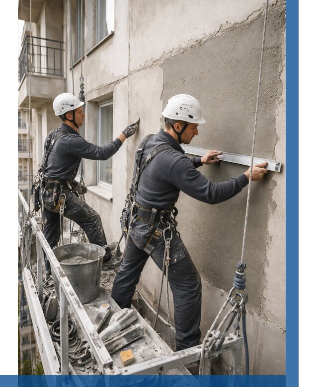 Штукатурка фасада на высоте в Мытищах от 914 р. | ВЫСОТНИК-Мтщ