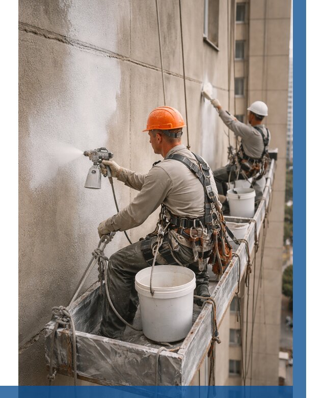 Грунтовка фасада на высоте в Мытищах от 122 р. | ВЫСОТНИК-Мтщ