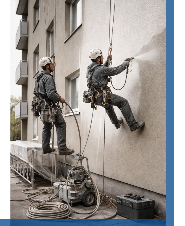 Безвоздушная покраска фасада в Мытищах от 223 р/м² | ВЫСОТНИК-Мтщ