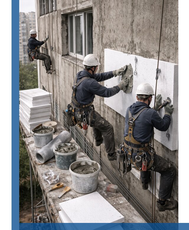 Утепление фасада пенополистиролом в Мытищах под ключ