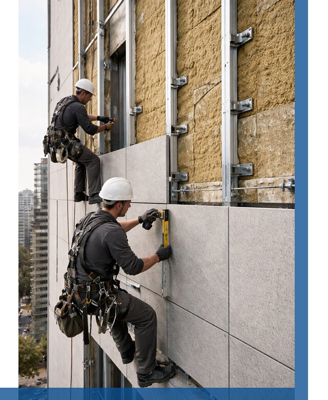 Монтаж вентилируемого фасада в Мытищах от 3554 р. | ВЫСОТНИК-Мтщ