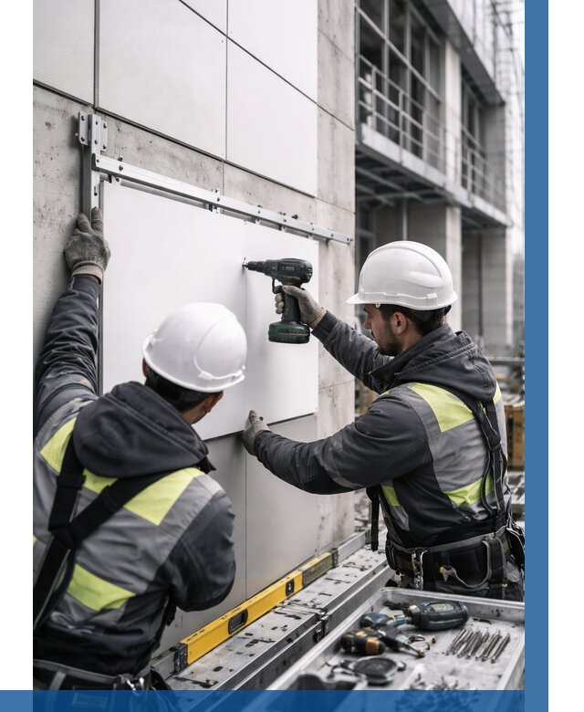 Монтаж композитных панелей фасада в Мытищах от 2539 р. | ВЫСОТНИК-Мтщ