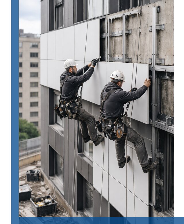 Монтаж композитных панелей фасада в Мытищах под ключ