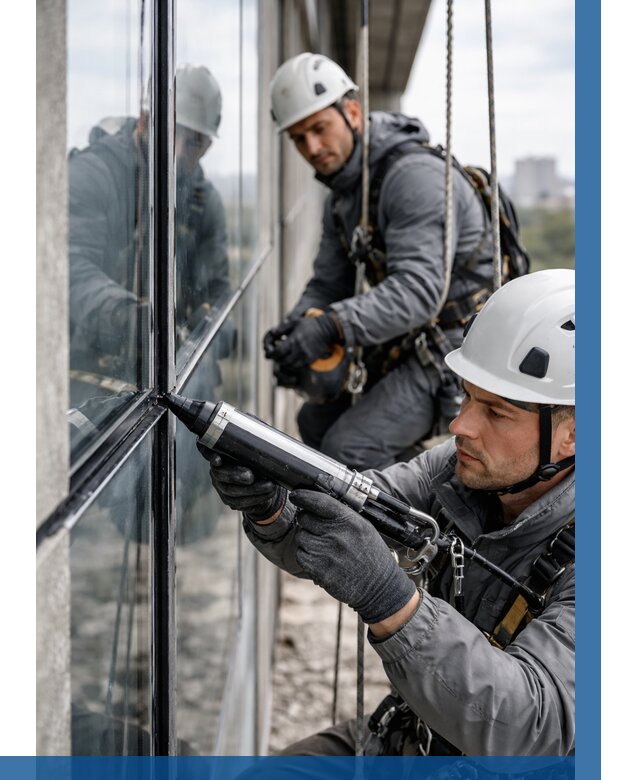 Герметизация витражных швов в Мытищах от 660 р. | ВЫСОТНИК-Мтщ