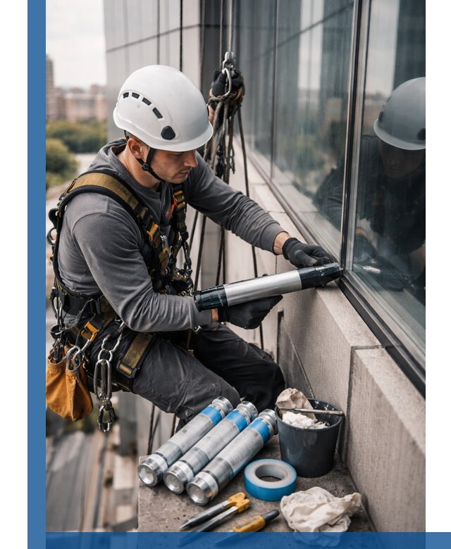 Герметизация стыков витража в Мытищах для герметичных фасадов