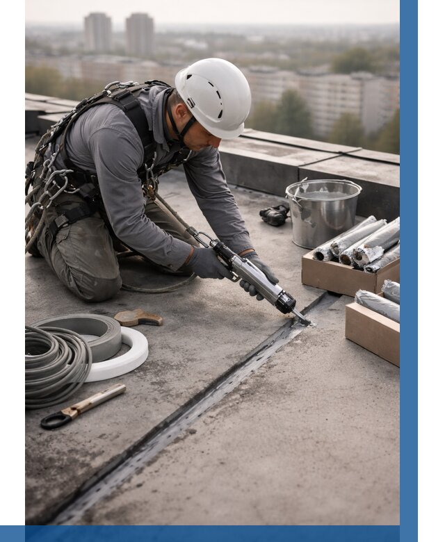 Герметизация швов кровли в Мытищах от 457 р./м2 | ВЫСОТНИК-Мтщ