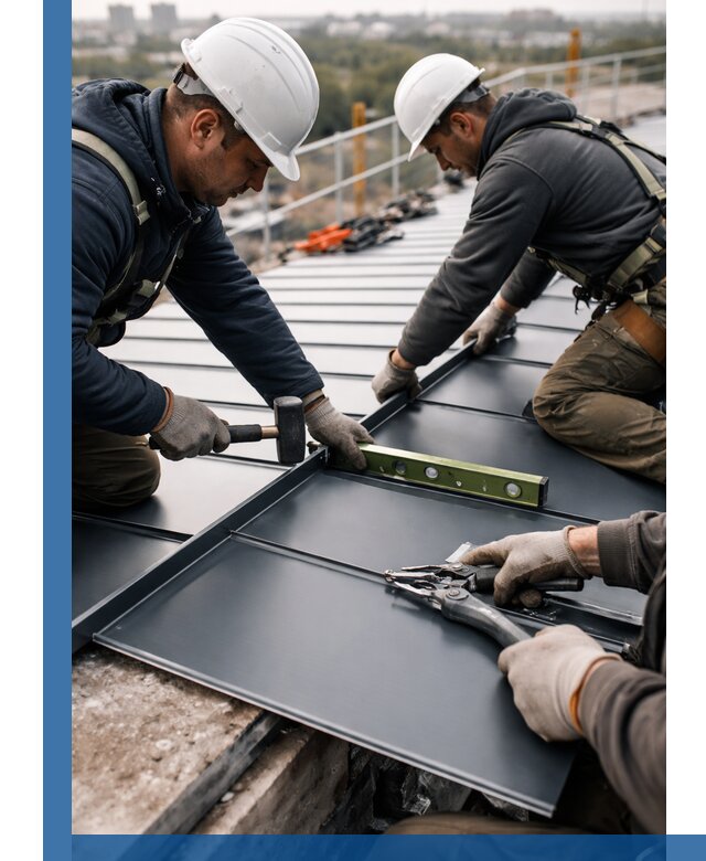 Монтаж фальцевой кровли в Мытищах для промышленных зданий