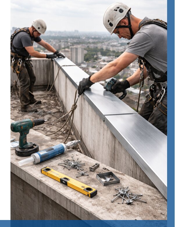 Монтаж парапетных крышек в Мытищах от 812 р. | ВЫСОТНИК-Мтщ