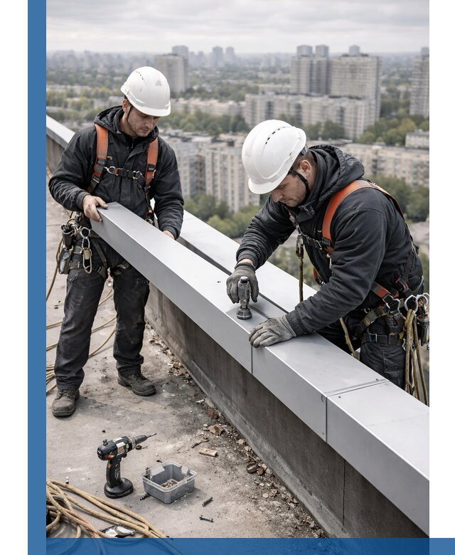 Монтаж парапетных крышек и ограждений кровли в Мытищах