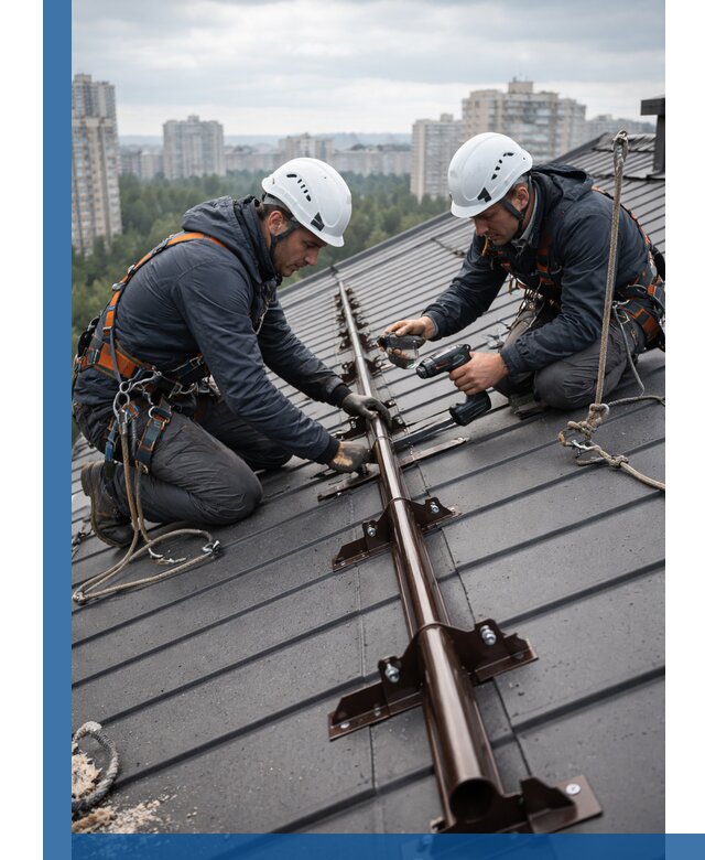Монтаж снегозадержателей на кровле зданий в Мытищах под ключ