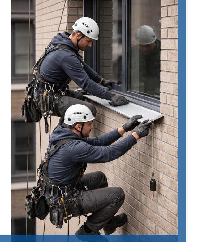 Монтаж оконных отливов под ключ в Мытищах от 3554 р. | ВЫСОТНИК-Мтщ