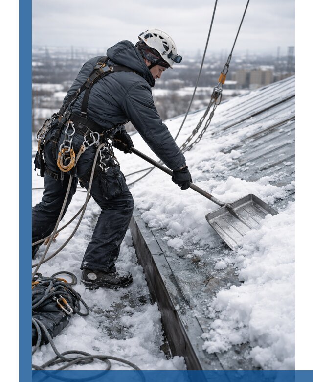 Профессиональная очистка кровли от снега и наледи в Мытищах