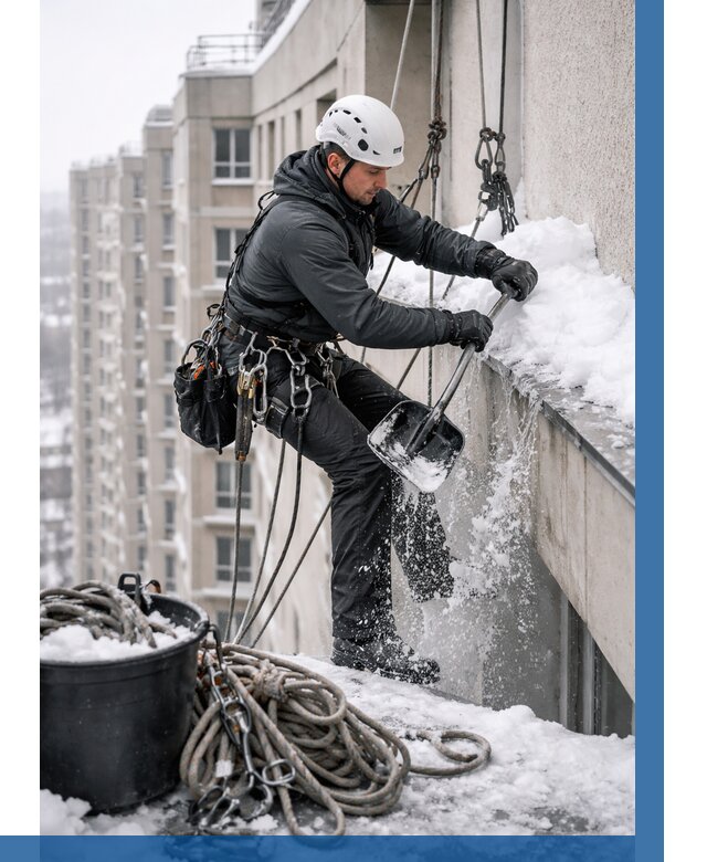 Очистка карнизов от снега в Мытищах от 305 р. | ВЫСОТНИК-Мтщ