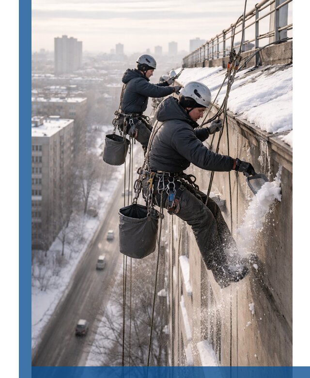 Очистка карнизов от снега в Мытищах профессионально и безопасно