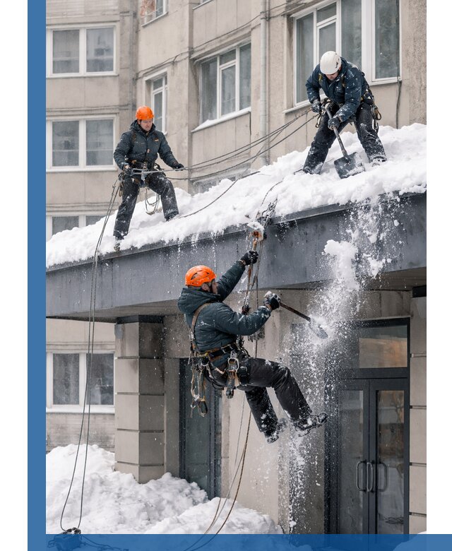 Безопасная очистка навесов от снега в Мытищах круглогодично