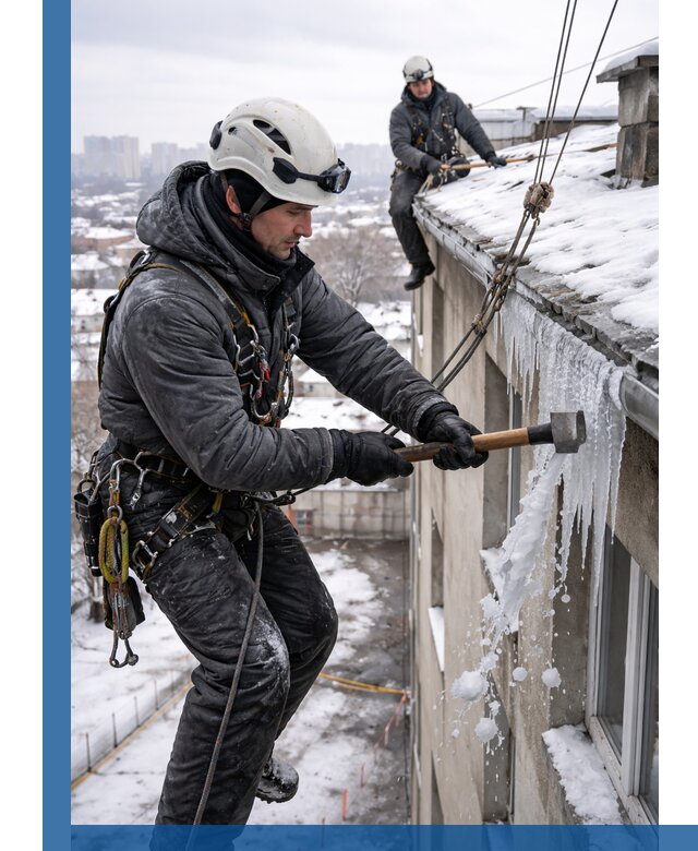 Сбивание и удаление сосулек с крыши в Мытищах безопасно