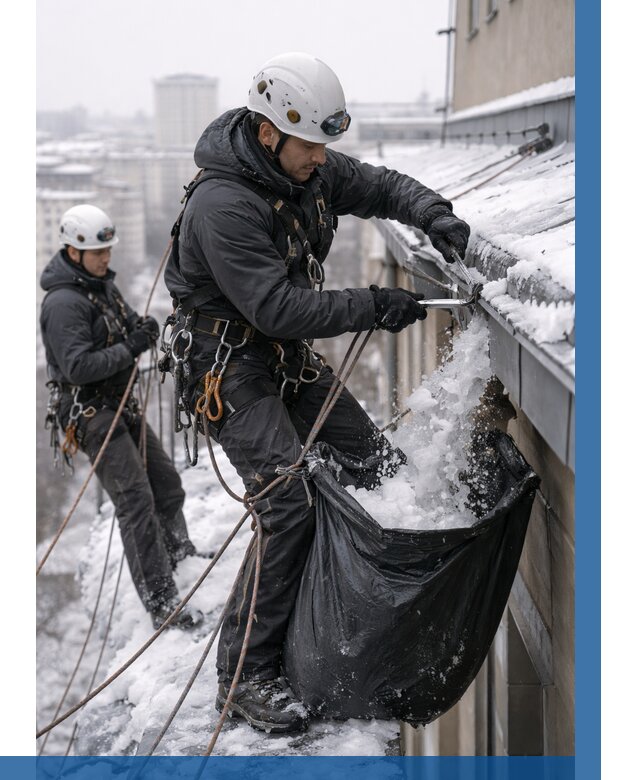 Аварийная очистка крыши в Мытищах под ключ от 305 р. | ВЫСОТНИК-Мтщ