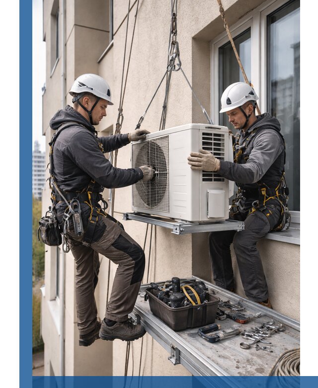 Перенос внешнего блока кондиционера в Мытищах с монтажом и крепежом