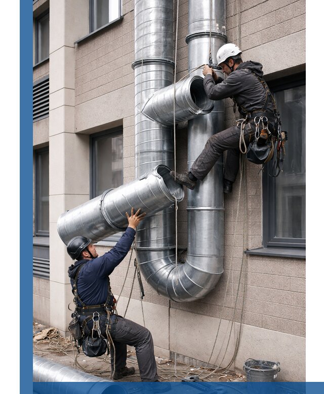 Монтаж фасадных воздуховодов в Мытищах с герметизацией и крепежом
