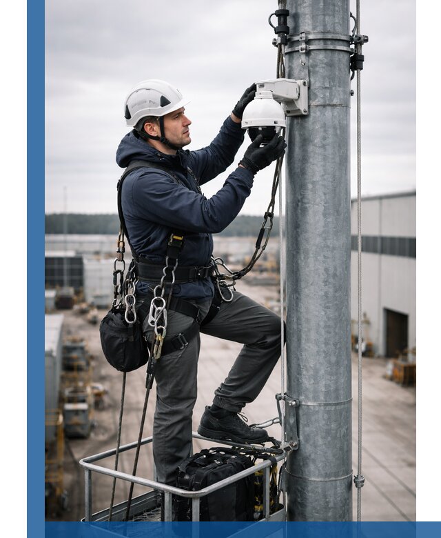 Профессиональная установка видеокамер на мачте в Мытищах
