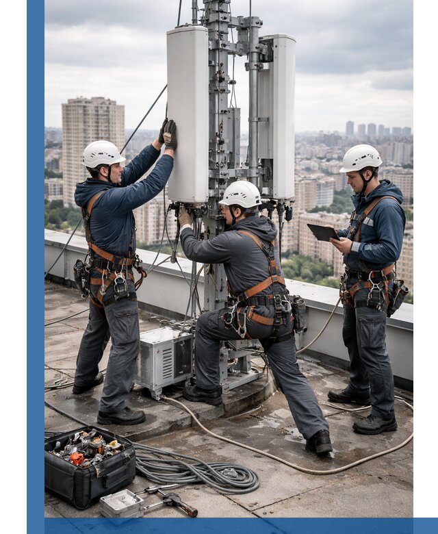 Монтаж антенн связи на крыше в Мытищах с вводом в эксплуатацию