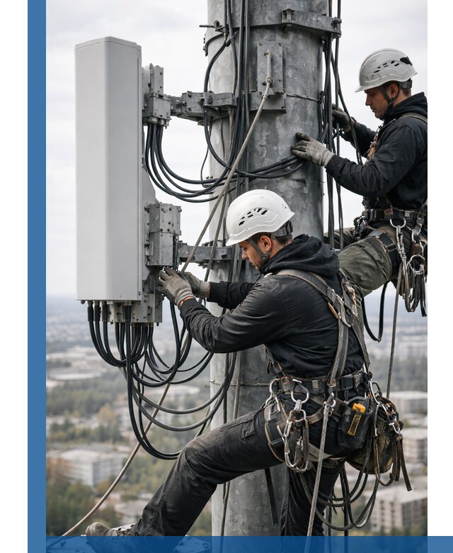 Монтаж оборудования связи на мачте в Мытищах с пусконаладкой