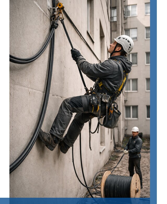 Протяжка кабеля питания на высоте в Мытищах от 457 р. | ВЫСОТНИК-Мтщ
