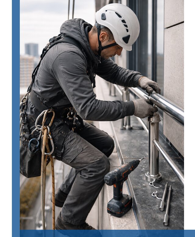 Монтаж ограждений на высоте в Мытищах для зданий и конструкций