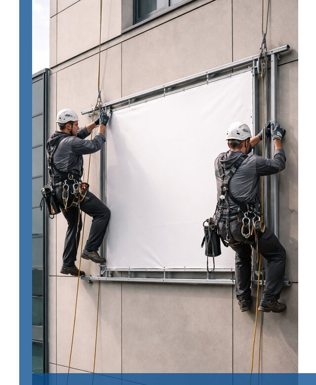 Монтаж наружной рекламной вывески в Мытищах под ключ