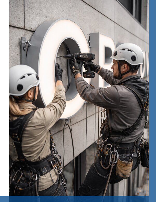 Монтаж световых букв в Мытищах от 3047 р. под ключ ВЫСОТНИК-Мтщ