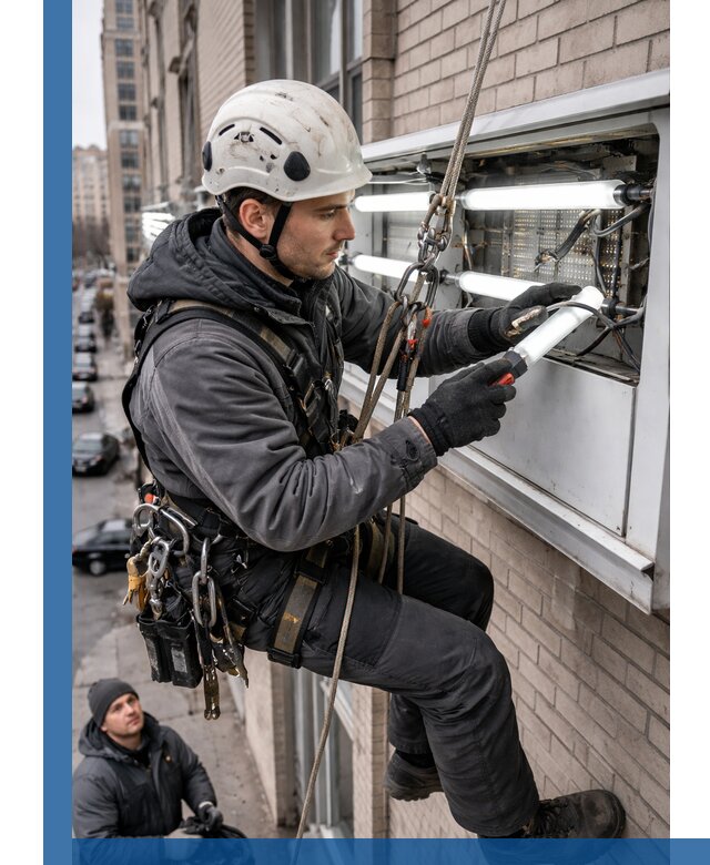 Профессиональная замена ламп в наружной вывеске в Мытищах