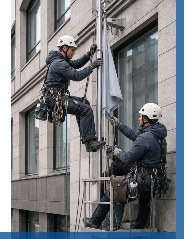 Установка флагов на фасаде в Мытищах от 4570 р. | ВЫСОТНИК-Мтщ