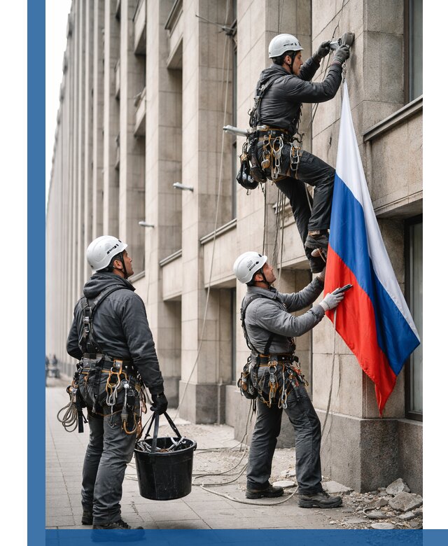 Профессиональная установка флагов на фасаде в Мытищах