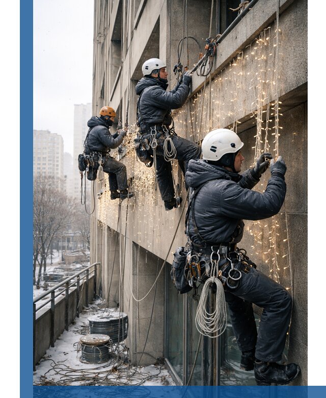 Монтаж новогодней иллюминации и украшение фасадов в Мытищах