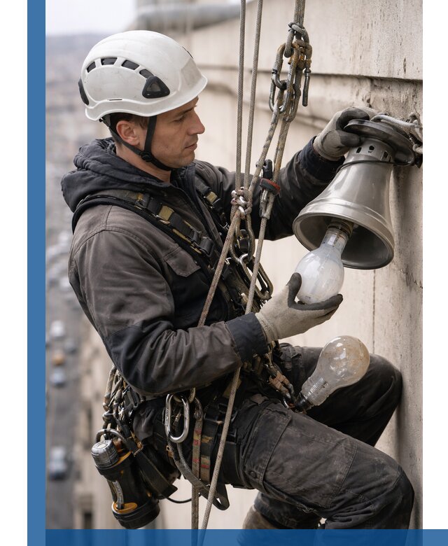 Замена ламп на высоте в Мытищах профессионально и быстро