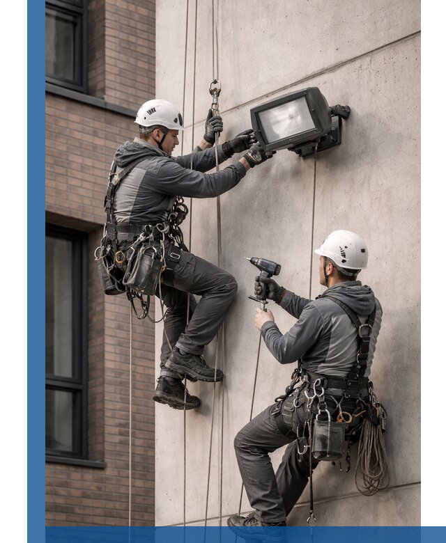 Профессиональный монтаж фасадных прожекторов в Мытищах под ключ