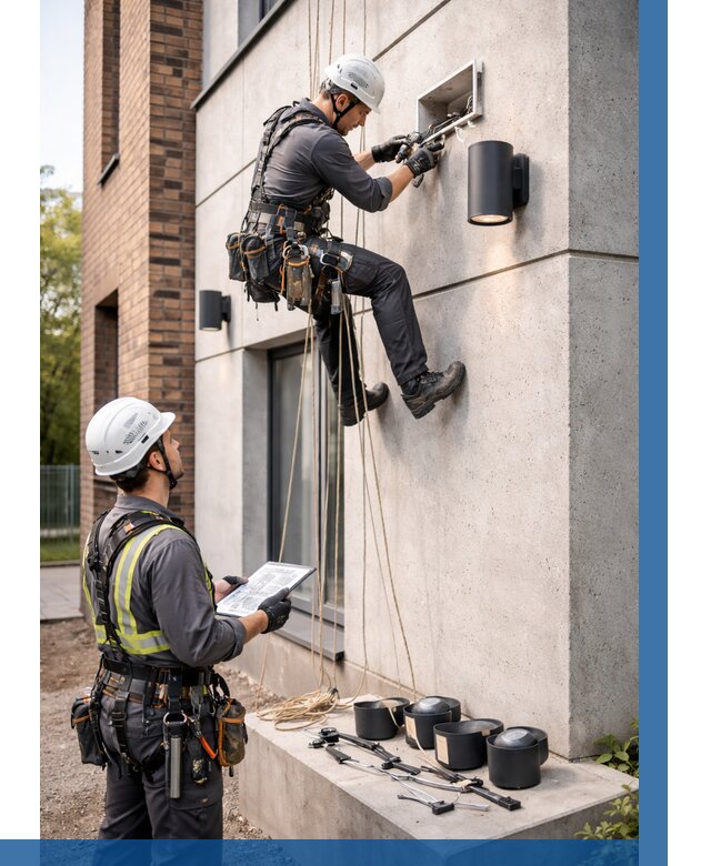 Монтаж фасадного освещения в Мытищах от 2539 р. | ВЫСОТНИК-Мтщ