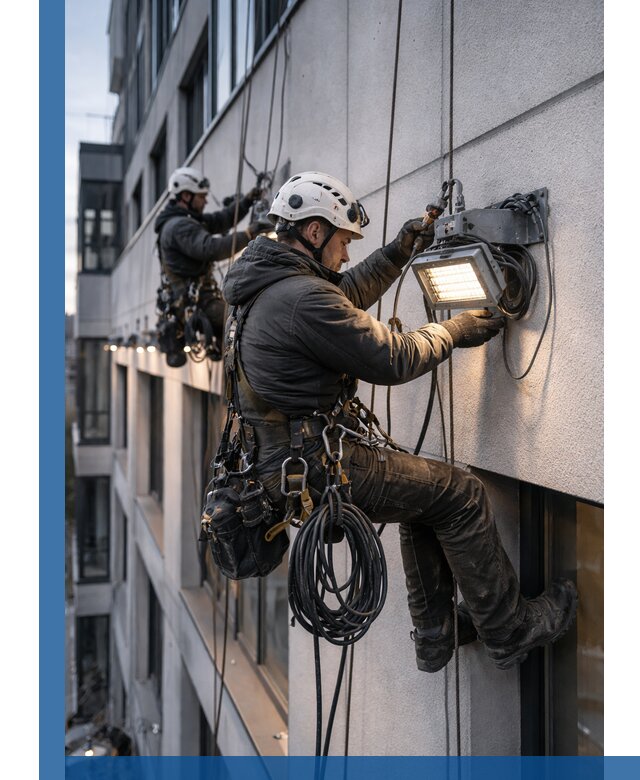 Монтаж фасадного освещения в Мытищах установка и подключение