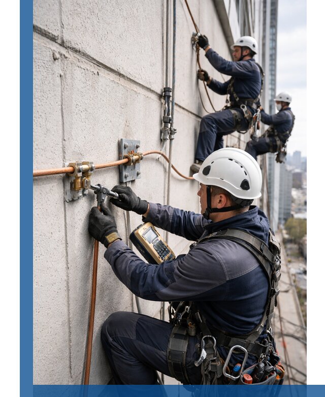 Монтаж системы заземления здания и молниезащиты в Мытищах